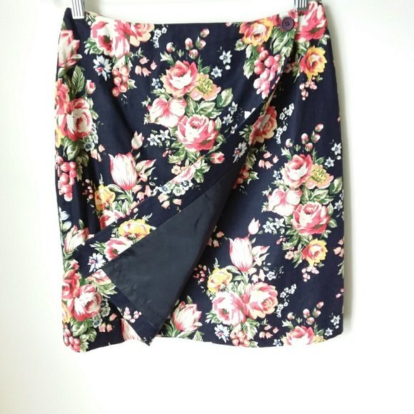 Linen Blend Brooks Brothers Floral Wrap Skirt 10 - Picture 7 of 7